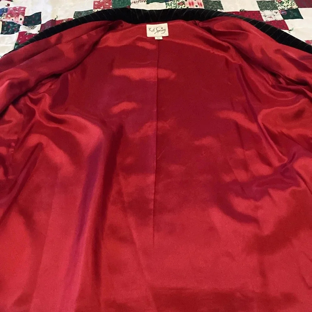 Vintage K.D. Spring wearable art blazer womens L Red Boho artsy layering - Picture 15 of 16